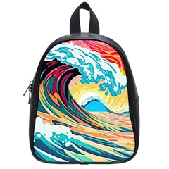 Ai Generated Waves Ocean Sea Tsunami Nautical Arts School Bag (small) by Ravend