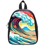 Ai Generated Waves Ocean Sea Tsunami Nautical Arts School Bag (Small) Front