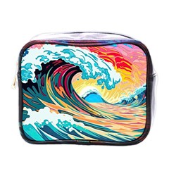 Ai Generated Waves Ocean Sea Tsunami Nautical Arts Mini Toiletries Bag (one Side) by Ravend