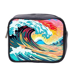 Ai Generated Waves Ocean Sea Tsunami Nautical Arts Mini Toiletries Bag (two Sides) by Ravend