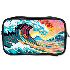 Ai Generated Waves Ocean Sea Tsunami Nautical Arts Toiletries Bag (one Side) by Ravend