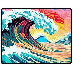 Ai Generated Waves Ocean Sea Tsunami Nautical Arts One Side Fleece Blanket (medium) by Ravend