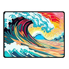 Ai Generated Waves Ocean Sea Tsunami Nautical Arts One Side Fleece Blanket (small) by Ravend