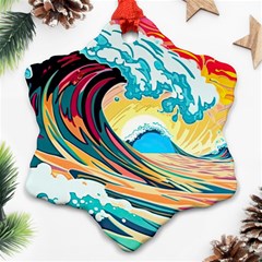 Ai Generated Waves Ocean Sea Tsunami Nautical Arts Snowflake Ornament (two Sides) by Ravend