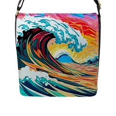 Ai Generated Waves Ocean Sea Tsunami Nautical Arts Flap Closure Messenger Bag (l) by Ravend