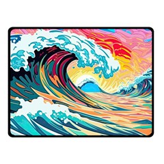 Ai Generated Waves Ocean Sea Tsunami Nautical Arts Fleece Blanket (small) by Ravend