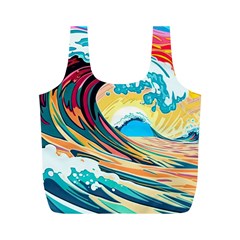 Ai Generated Waves Ocean Sea Tsunami Nautical Arts Full Print Recycle Bag (m) by Ravend