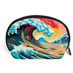 Ai Generated Waves Ocean Sea Tsunami Nautical Arts Accessory Pouch (large) by Ravend