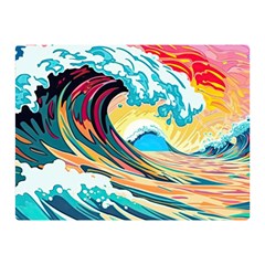 Ai Generated Waves Ocean Sea Tsunami Nautical Arts Premium Plush Fleece Blanket (mini) by Ravend