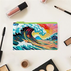 Ai Generated Waves Ocean Sea Tsunami Nautical Arts Cosmetic Bag (xs) by Ravend