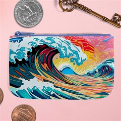 Ai Generated Waves Ocean Sea Tsunami Nautical Arts Large Coin Purse by Ravend