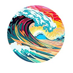 Ai Generated Waves Ocean Sea Tsunami Nautical Arts Mini Round Pill Box by Ravend