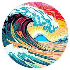 Ai Generated Waves Ocean Sea Tsunami Nautical Arts Round Trivet by Ravend