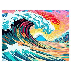 Ai Generated Waves Ocean Sea Tsunami Nautical Arts Premium Plush Fleece Blanket (extra Small) by Ravend