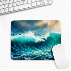 Ai Generated Waves Ocean Sea Tsunami Nautical Painting Small Mousepad by Ravend