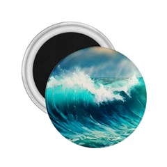 Ai Generated Waves Ocean Sea Tsunami Nautical Painting 2 25  Magnets by Ravend