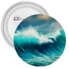 Ai Generated Waves Ocean Sea Tsunami Nautical Painting 3  Buttons by Ravend