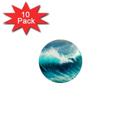 Ai Generated Waves Ocean Sea Tsunami Nautical Painting 1  Mini Magnet (10 Pack)  by Ravend