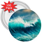 Ai Generated Waves Ocean Sea Tsunami Nautical Painting 3  Buttons (100 pack)  Front