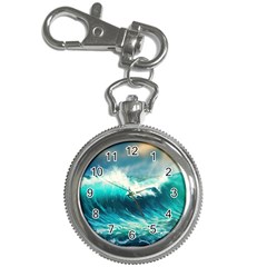 Ai Generated Waves Ocean Sea Tsunami Nautical Painting Key Chain Watches by Ravend