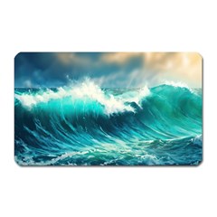 Ai Generated Waves Ocean Sea Tsunami Nautical Painting Magnet (rectangular) by Ravend