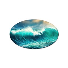 Ai Generated Waves Ocean Sea Tsunami Nautical Painting Sticker Oval (100 Pack) by Ravend