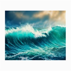 Ai Generated Waves Ocean Sea Tsunami Nautical Painting Small Glasses Cloth by Ravend