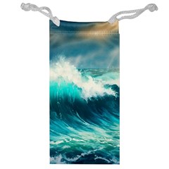 Ai Generated Waves Ocean Sea Tsunami Nautical Painting Jewelry Bag by Ravend