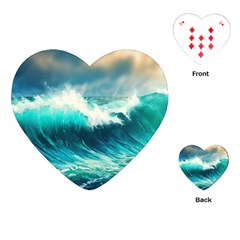 Ai Generated Waves Ocean Sea Tsunami Nautical Painting Playing Cards Single Design (heart) by Ravend