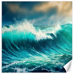 Ai Generated Waves Ocean Sea Tsunami Nautical Painting Canvas 12  X 12  by Ravend