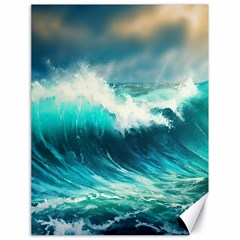 Ai Generated Waves Ocean Sea Tsunami Nautical Painting Canvas 18  X 24  by Ravend