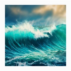 Ai Generated Waves Ocean Sea Tsunami Nautical Painting Medium Glasses Cloth (2 Sides) by Ravend