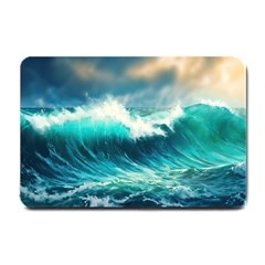 Ai Generated Waves Ocean Sea Tsunami Nautical Painting Small Doormat by Ravend