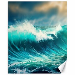 Ai Generated Waves Ocean Sea Tsunami Nautical Painting Canvas 11  X 14  by Ravend