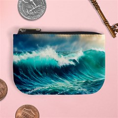 Ai Generated Waves Ocean Sea Tsunami Nautical Painting Mini Coin Purse by Ravend