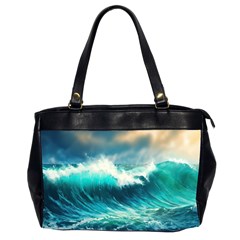 Ai Generated Waves Ocean Sea Tsunami Nautical Painting Oversize Office Handbag (2 Sides) by Ravend