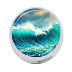 Ai Generated Waves Ocean Sea Tsunami Nautical Painting 4-port Usb Hub (two Sides) by Ravend