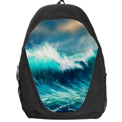 Ai Generated Waves Ocean Sea Tsunami Nautical Painting Backpack Bag by Ravend