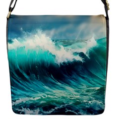 Ai Generated Waves Ocean Sea Tsunami Nautical Painting Flap Closure Messenger Bag (s) by Ravend