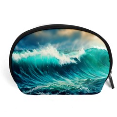 Ai Generated Waves Ocean Sea Tsunami Nautical Painting Accessory Pouch (large) by Ravend