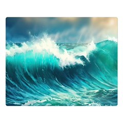 Ai Generated Waves Ocean Sea Tsunami Nautical Painting Premium Plush Fleece Blanket (large) by Ravend