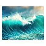 Ai Generated Waves Ocean Sea Tsunami Nautical Painting Premium Plush Fleece Blanket (Large) Blanket Back