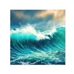 Ai Generated Waves Ocean Sea Tsunami Nautical Painting Square Satin Scarf (30  X 30 ) by Ravend