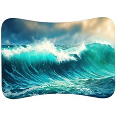 Ai Generated Waves Ocean Sea Tsunami Nautical Painting Velour Seat Head Rest Cushion by Ravend