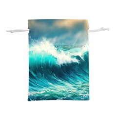 Ai Generated Waves Ocean Sea Tsunami Nautical Painting Lightweight Drawstring Pouch (s) by Ravend