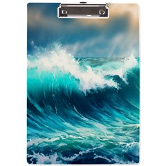 Ai Generated Waves Ocean Sea Tsunami Nautical Painting A4 Acrylic Clipboard by Ravend