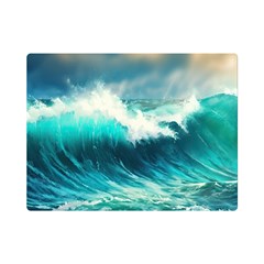 Ai Generated Waves Ocean Sea Tsunami Nautical Painting One Side Premium Plush Fleece Blanket (mini) by Ravend