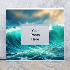 Ai Generated Waves Ocean Sea Tsunami Nautical Painting White Wall Photo Frame 5  X 7  by Ravend