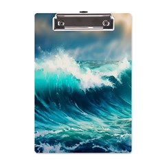 Ai Generated Waves Ocean Sea Tsunami Nautical Painting A5 Acrylic Clipboard by Ravend