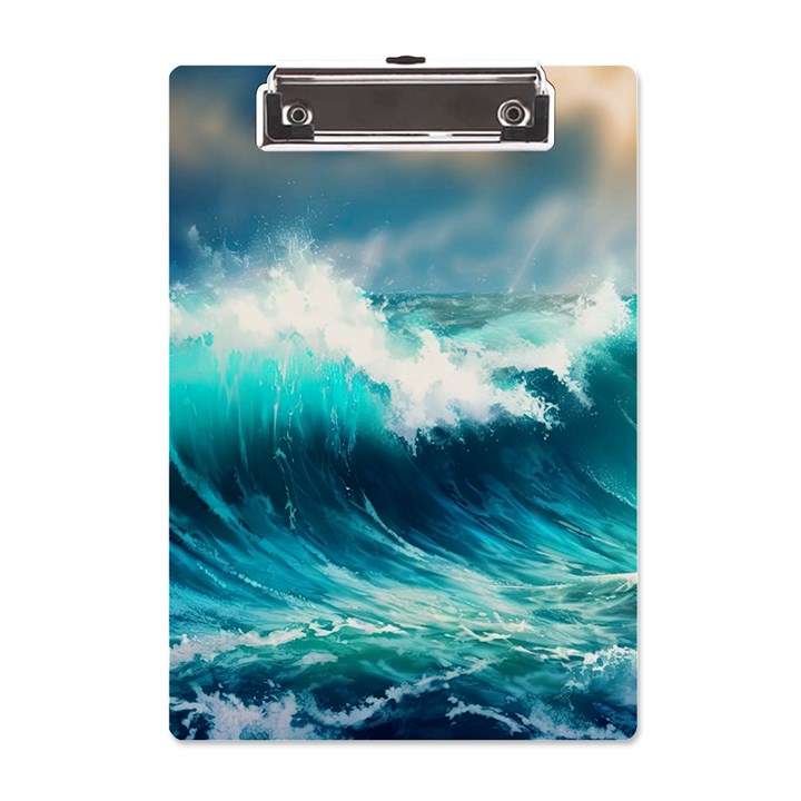 Ai Generated Waves Ocean Sea Tsunami Nautical Painting A5 Acrylic Clipboard